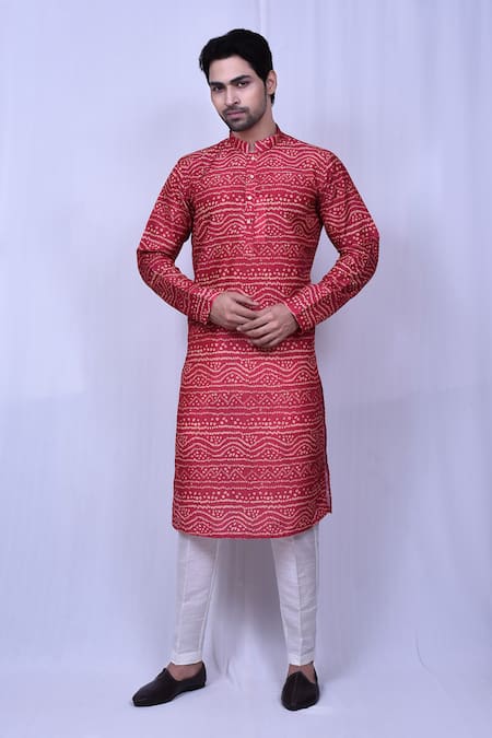 Arihant Rai Sinha Bandhej Wave Print Kurta With Pant 