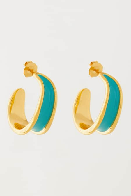 Voyce Jewellery Kandy Semi Hoop Tropical Enameled Earrings 