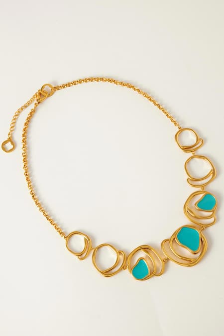 Voyce Jewellery Blue Enamelled Morjim Encircle Coil Necklace
