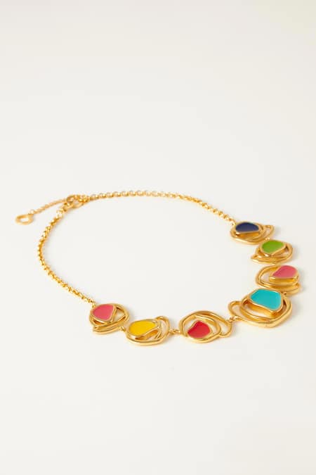 Voyce Jewellery Multi Color Enamelled Ubud Circlet Coil Necklace
