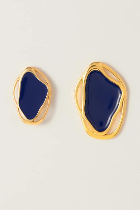 Voyce Jewellery Cancun Midnight Enameled Abstract Earrings 