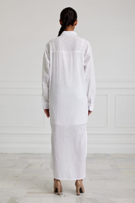 Pallavi Kandoi Schiffli Pattern Midi Dress 