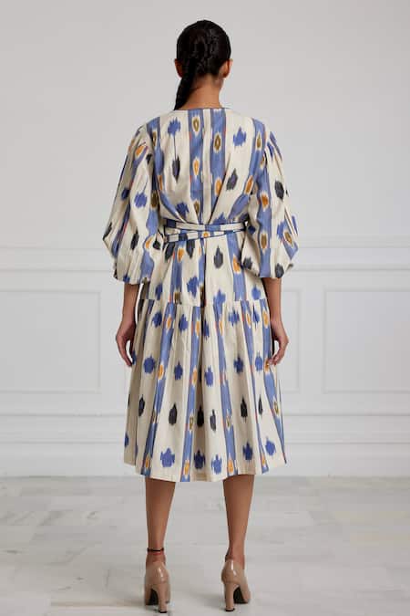 Pallavi Kandoi Ikat Weave Wrap Over Dress 