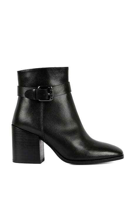 Vanilla Moon_Black Buckles Mira Pointed Toe Ankle Boots_Online_at_Aza_Fashions