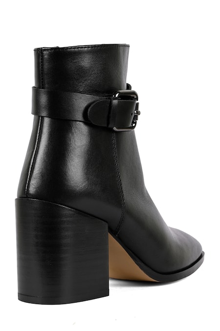Buy_Vanilla Moon_Black Buckles Mira Pointed Toe Ankle Boots_Online_at_Aza_Fashions