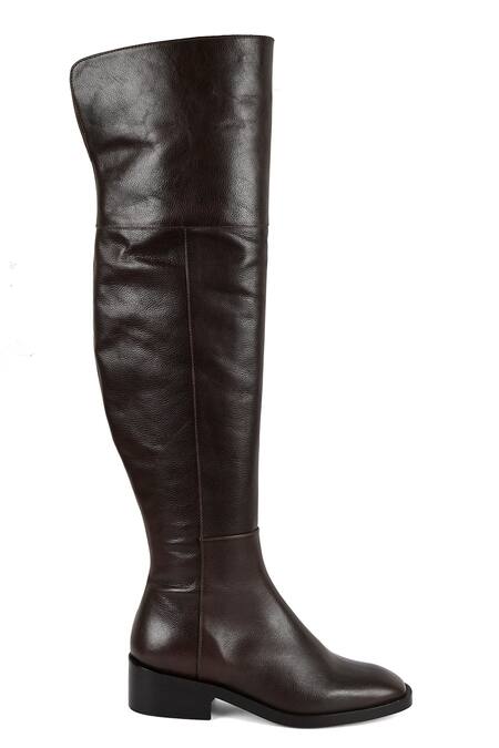 Buy Vanilla Moon Brown Paris Round Toe Long Boots Online at Aza Fashions Buy_Vanilla Moon_Brown Paris Round Toe Long Boots_Online_at_Aza_Fashions