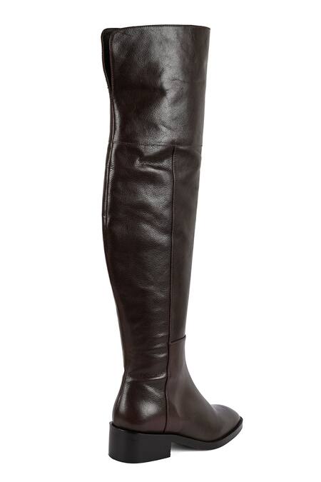 Shop Vanilla Moon Brown Paris Round Toe Long Boots Online at Aza Fashions Shop_Vanilla Moon_Brown Paris Round Toe Long Boots_Online_at_Aza_Fashions