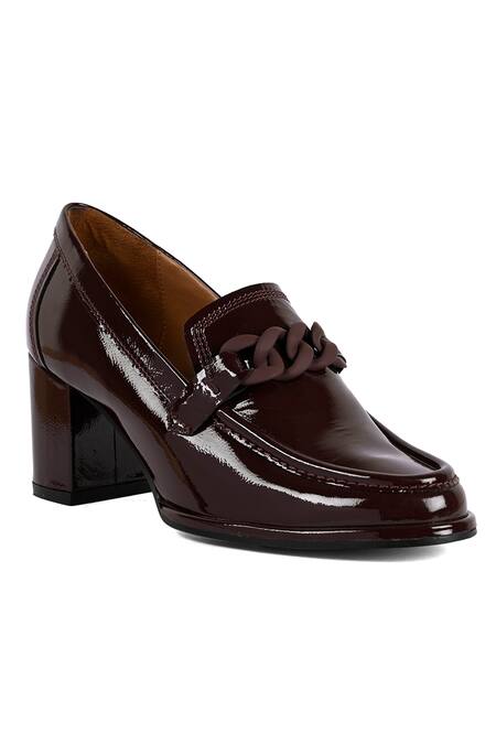 Vanilla Moon_Red Chains Bailey Solid Loafer Block Heels_Online_at_Aza_Fashions