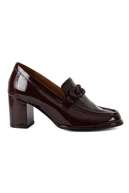 Buy_Vanilla Moon_Red Chains Bailey Solid Loafer Block Heels_Online_at_Aza_Fashions