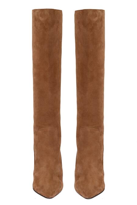 Shop_Vanilla Moon_Brown Chains Esther Plain Long Boots_at_Aza_Fashions