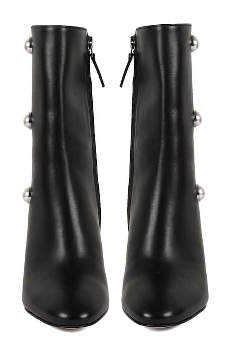 Shop_Vanilla Moon_Black Pearl Studded Buttons Marlee Ankle Boots _at_Aza_Fashions