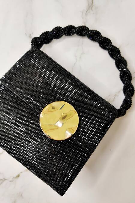Buy_X Feet Above_Black Rhinestones Bijoux Embellished Mini Bag _Online_at_Aza_Fashions
