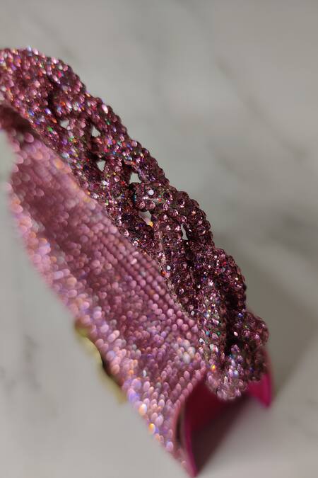 Buy_X Feet Above_Pink Rhinestones Bijoux Embellished Structured Mini Bag _Online_at_Aza_Fashions