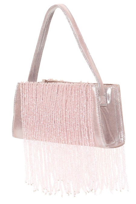 X Feet Above Pink Embellished Prism Bead Tassel Bag 