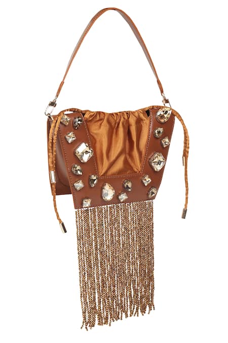 Dark Tan Leather Crossbody Bag With Tassel & Strap, Tassel Bag, Bridesmaid  Bag, Leather Handbag, 3rd Anniversary Gift - Etsy