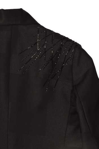 Shop_Partykles_Black Cotton Embroidery Cutdana Tuxedo Set _Online_at_Aza_Fashions