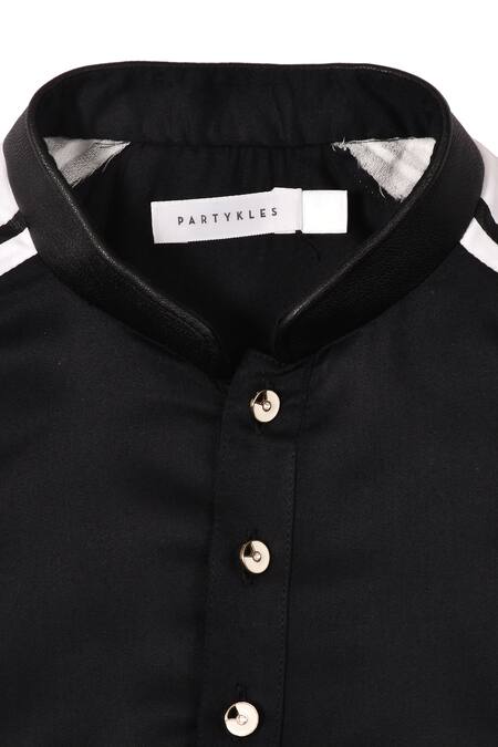 Partykles Black Cotton, Silk Striped Kurta Set Online at Aza Fashions Partykles_Black Cotton, Silk Striped Kurta Set _Online_at_Aza_Fashions