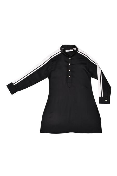 Buy Partykles Black Cotton, Silk Striped Kurta Set Online at Aza Fashions Buy_Partykles_Black Cotton, Silk Striped Kurta Set _Online_at_Aza_Fashions