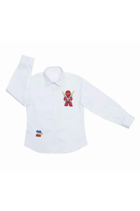 Partykles Cotton Satin Placement Embroidered Shirt 