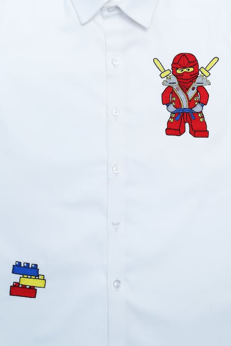 Shop Partykles White Cotton Satin Embroidery Placement Shirt at Aza Fashions Shop_Partykles_White Cotton Satin Embroidery Placement Shirt _at_Aza_Fashions