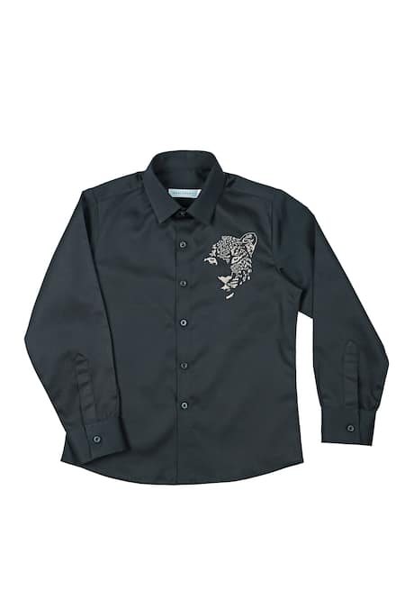 Partykles Cotton Satin Embroidered Shirt 