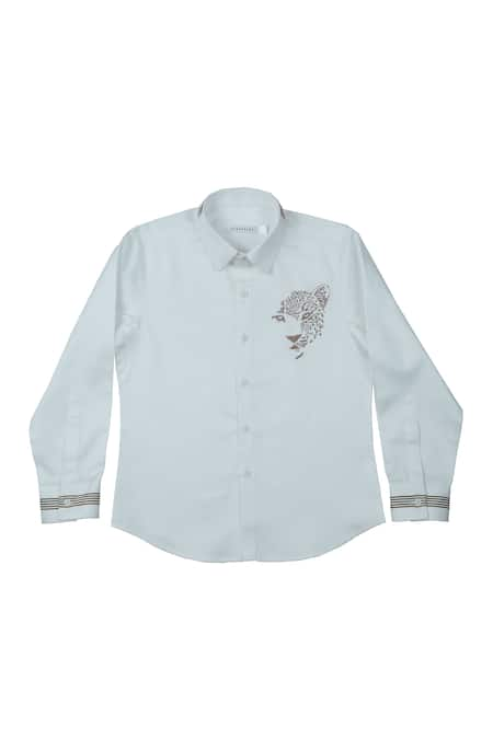 Partykles Cotton Satin Placement Embroidered Shirt 