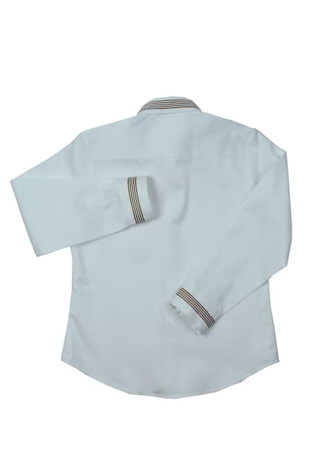 Shop Partykles White Cotton Satin Embroidery Placement Shirt at Aza Fashions Shop_Partykles_White Cotton Satin Embroidery Placement Shirt _at_Aza_Fashions