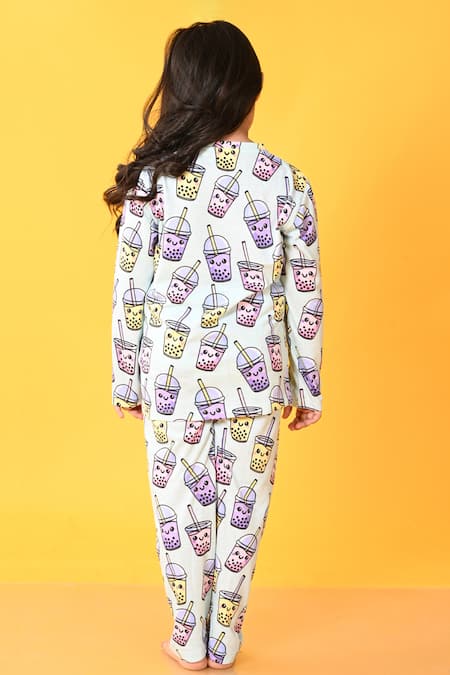 Anthrilo Bubble Tea Print Kids Night Suit 