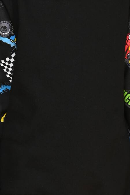 Buy_Anthrilo_Black Cotton Truck Print Hoodie And Jogger Set _Online_at_Aza_Fashions