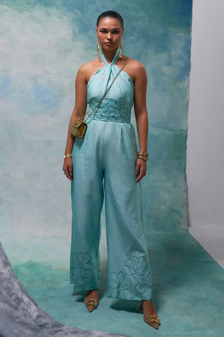 Sakshi Khetterpal Hem Embroidered Chanderi Jumpsuit With Belt 