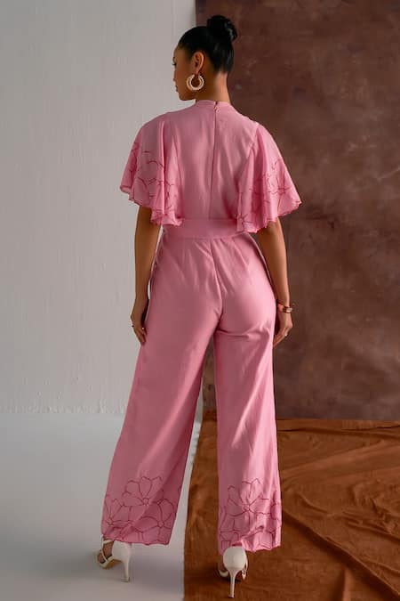 Sakshi Khetterpal Sleeve Embroidered Chanderi Jumpsuit With Belt 