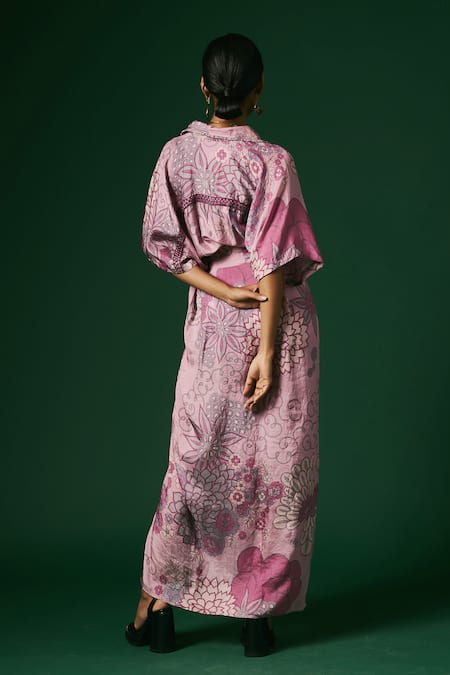 Arte-Alter Aster Hand Printed Draped Dress 