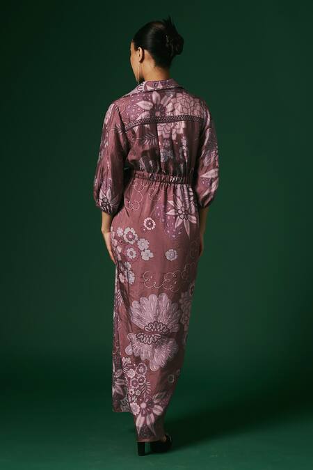 Arte-Alter Juniper Hand Printed Draped Wrap Dress 