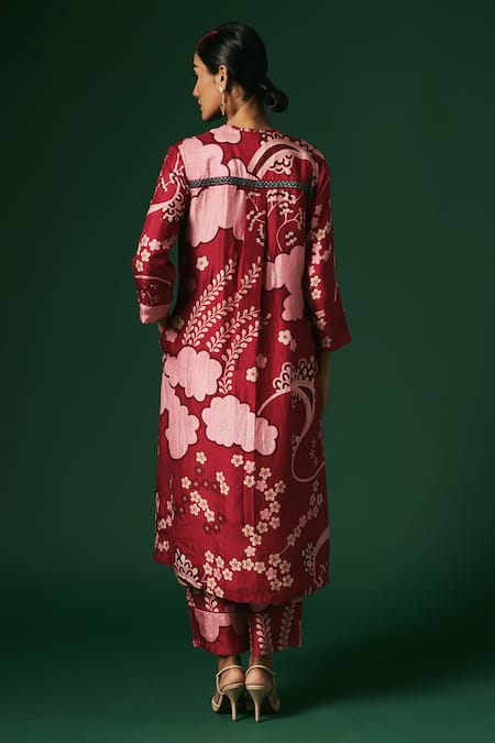 Arte-Alter Tecoma Floral Hand Print Kurta & Pant Set 