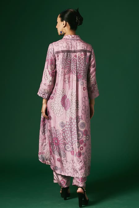 Arte-Alter Cosmos Floral Hand Print Kurta & Pant Set 