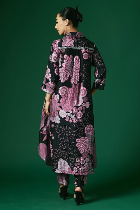 Arte-Alter Daylily Hand Print Kurta & Pant Set 