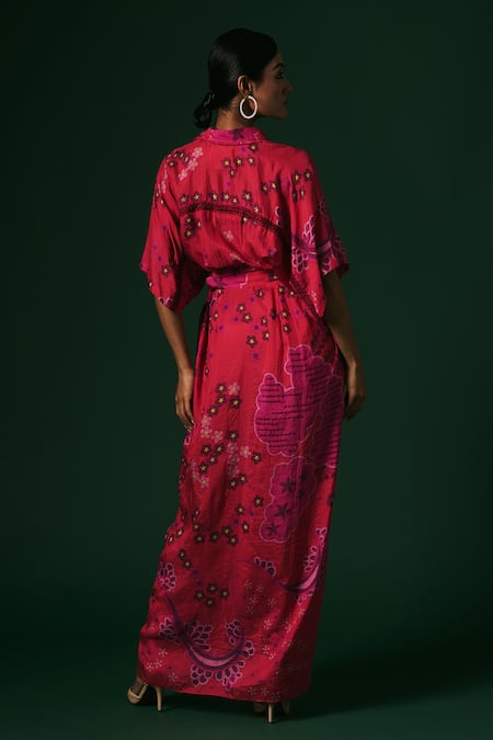 Arte-Alter Hydrangea Printed Draped Dress 