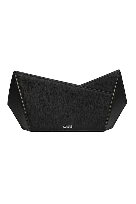 Adisee Black Plain Structured Leather Clutch Online at Aza Fashions Adisee_Black Plain Structured Leather Clutch_Online_at_Aza_Fashions