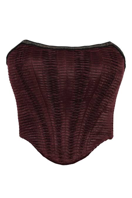 Buy_S&N By Shantnu Nikhil_Purple Crystals Sweetheart Neck Pleated And Embellished Corset Top_Online_at_Aza_Fashions