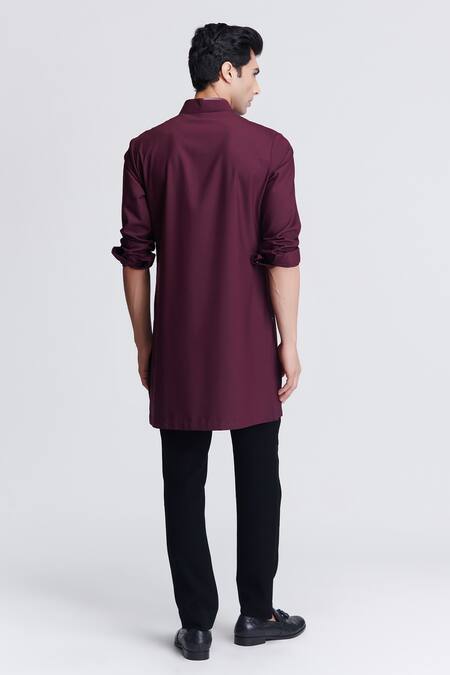 Shop S&N By Shantnu Nikhil Purple Satin Crystals Straight Work Kurta at Aza Fashions Shop_S&N By Shantnu Nikhil_Purple Satin Crystals Straight Work Kurta_at_Aza_Fashions