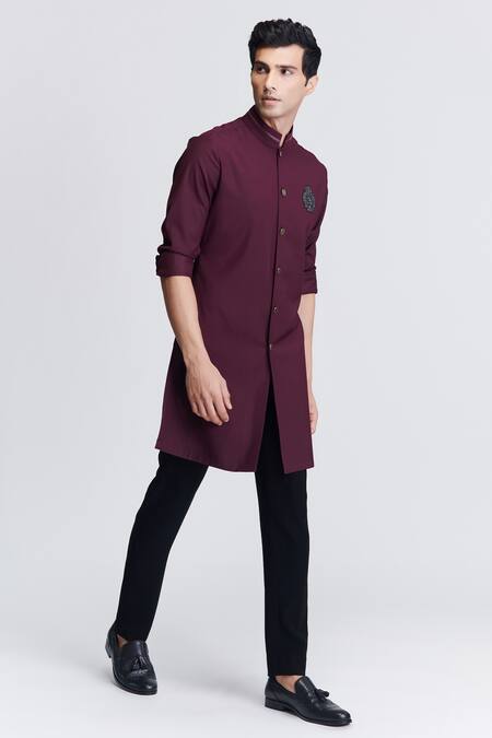 Shop S&N By Shantnu Nikhil Purple Polyester, Viscose Embroidery Crest Sherwani Online at Aza Fashions Shop_S&N By Shantnu Nikhil_Purple Polyester, Viscose Embroidery Crest Sherwani_Online_at_Aza_Fashions