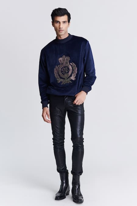 S&N by Shantnu Nikhil Crystal Crown Embroidered Sweatshirt 