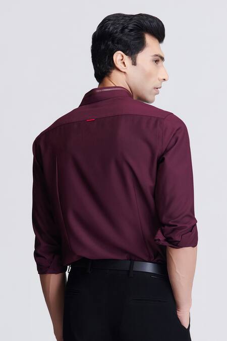 Shop S&N By Shantnu Nikhil Purple Polyester, Viscose Crystals Embroidered Shirt at Aza Fashions Shop_S&N By Shantnu Nikhil_Purple Polyester, Viscose Crystals Embroidered Shirt_at_Aza_Fashions