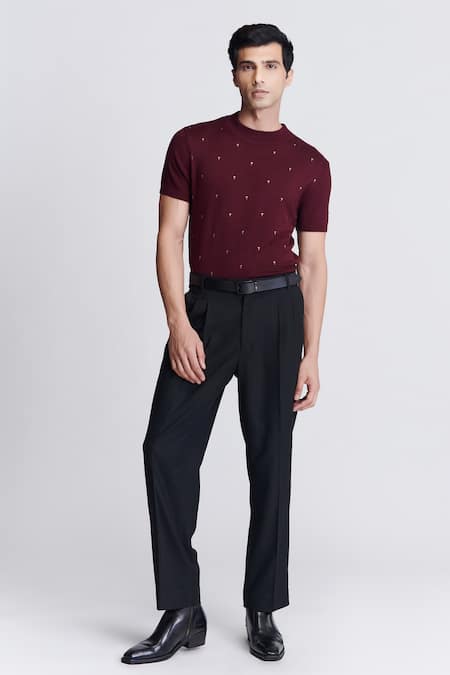 S&N by Shantnu Nikhil Crystal Embroidery Tee 