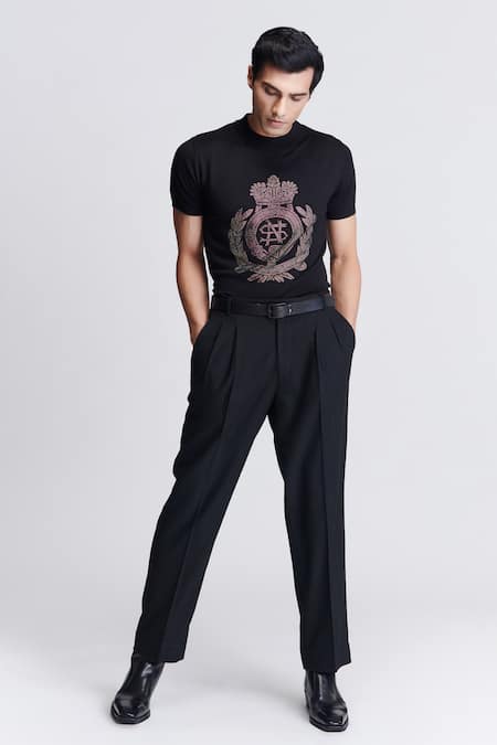 S&N by Shantnu Nikhil Logo Crystal Embroidered Tee 