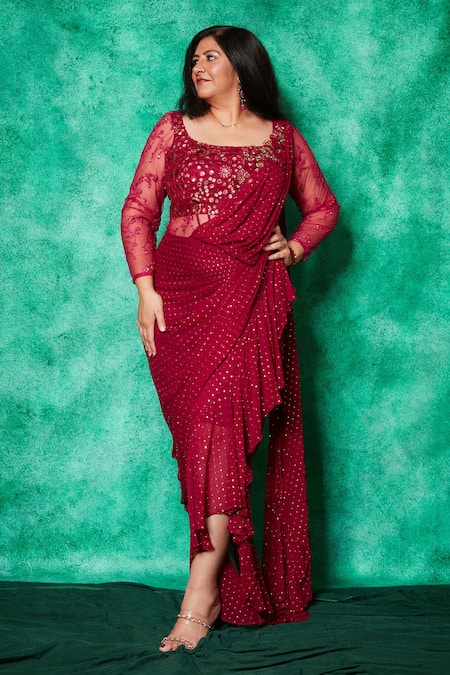 Buy Women's Nude Goddess Saree Gown | Nidhika Shekhar