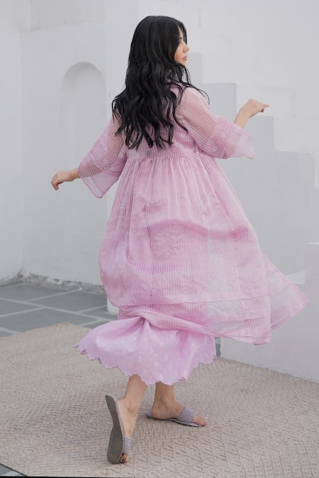 Buy_Banera_Purple , , Beads, Floral Zari Jacket And Dress Set _Online_at_Aza_Fashions