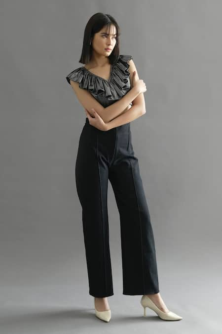 Kritika Madan Label Metallic Ruffle Top & Pant Set 