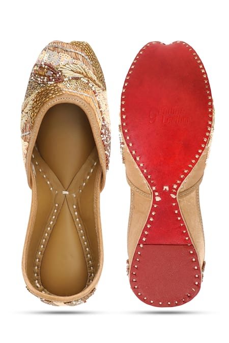 Shop_NR By Nidhi Rathi_Gold Sequin And Bead Embellished & Cutdana Juttis _at_Aza_Fashions