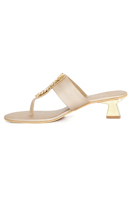 T strap sandal online heels